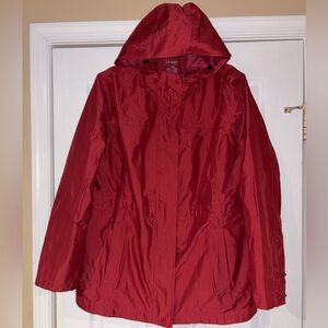 L.L.Bean Women's H2OFF Mesh-Lined Rain Jacket in red women size large
